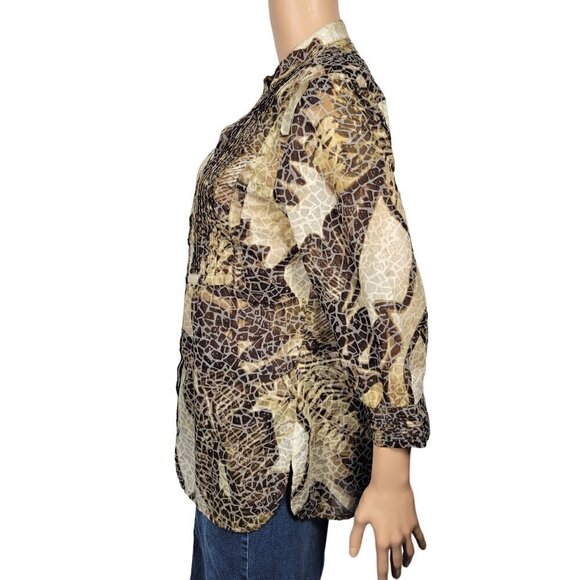 Coldwater Creek Women's Brown Animal Print Pattern, Textured Tunic Top Size M - Picture 7 of 10